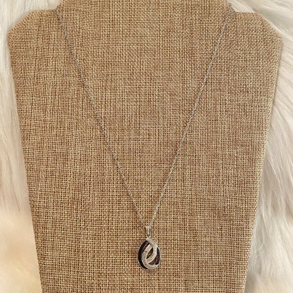 Paj Bb Signed Geometric Pendant Necklace Elegant Dark Whimsical Silver Tone 7301